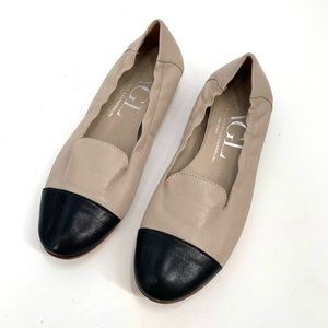 AGL Cap Toe Flat Loafer Slip On Taupe 38 Bone Tan